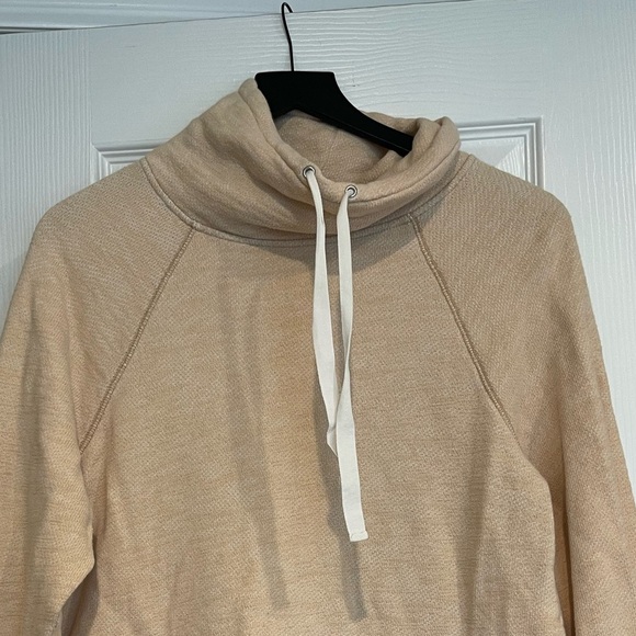 J Crew Draw String Cowl Neck Cotton Sweatshirt peach/cream color - Picture 3 of 7